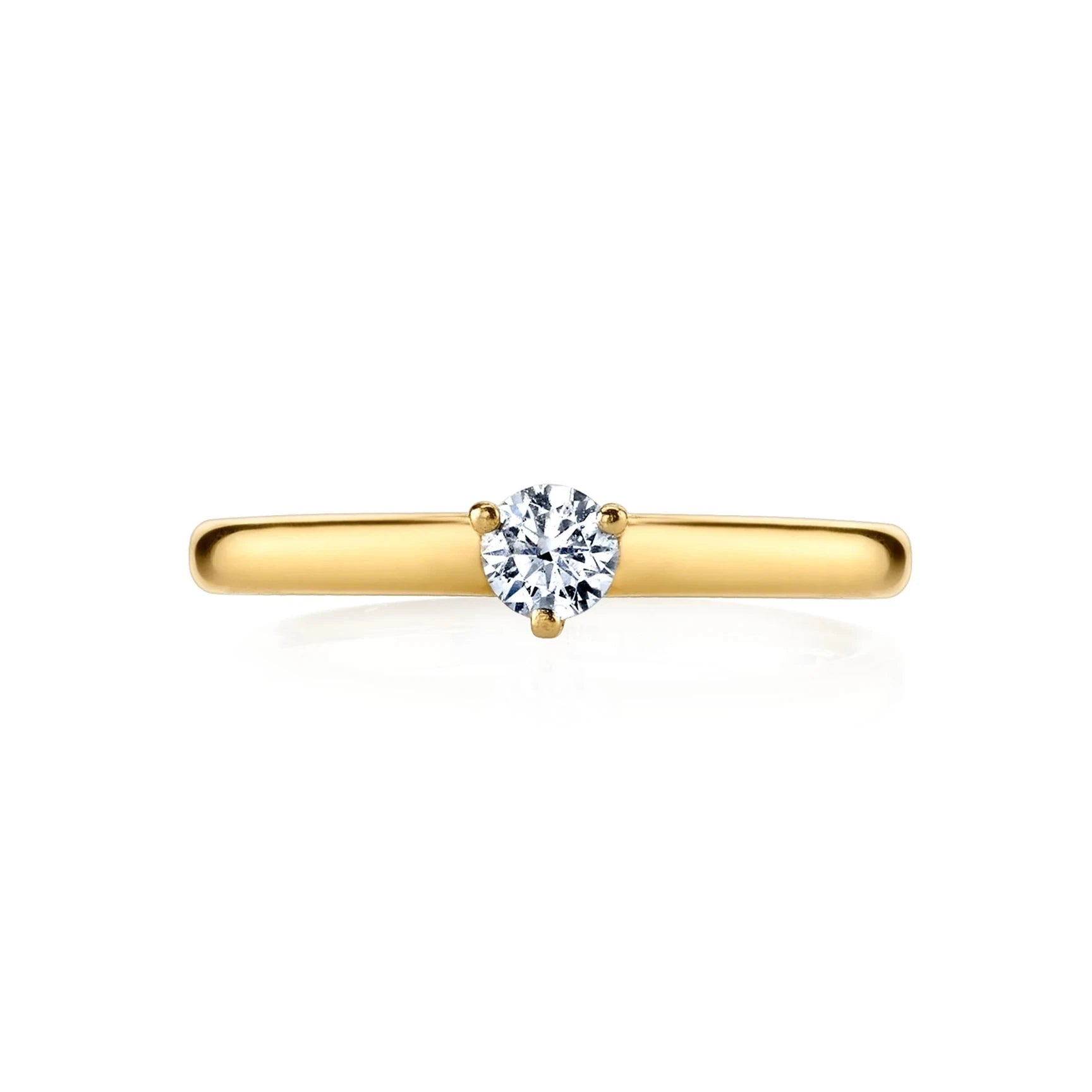 Dainty Fashion 925 Sterling Silver Yellow Gold Solitaire Diamond Ring