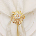 Wholesale Luxury Metal Napkin Rings with Rhinestone Decoration Sustainable Pearl Wedding Party Tables Napkin Holder