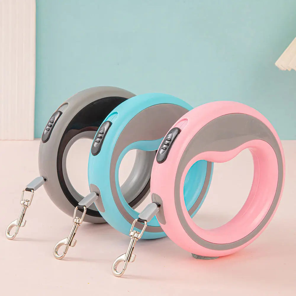 Small Dog Scalable Heavy Duty Retractable Nylon Dog Leash Anti-Slip Handle LED Lights Free Sample Animal Pattern Simple Design