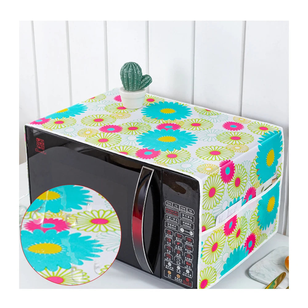 Microwave Oven Dustproof Cover with Storage Bags PEVA Material Eco-Friendly Minimalist Kitchen Appliance Cover