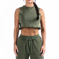 New Arrival French Terry Fit Gym 100% Cotton Crop Tops Women Washed Vintage Tank Top