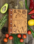 Customized Gift Printed and Engraved Wooden Recipe Notebook Wood Cooking Loose-leaf Diary Recipe Books