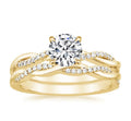 OAHLAN Trendy 1.5CT Round Cut Zircon 4 Claw Twisting Infinity Pave Set Gold Plated Inlay Wedding Band Copper Ring for Women