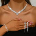 Exquisite and Minimalist Collarbone Necklace Earring Set for Brides Wedding Accessories