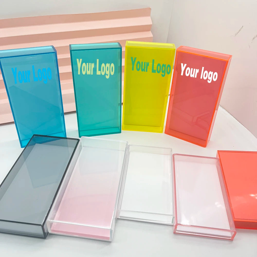 Custom logo Acrylic Eyelash Tile with Cover pink Black Yellow Blue Grey Eyelash Extension Lash Pallet logo Acrylic Eyelash Tile