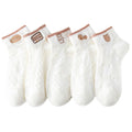 Summer Women Cotton White Socks Embroidered Bear Socks Low Cut Ankle Socks Wholesale