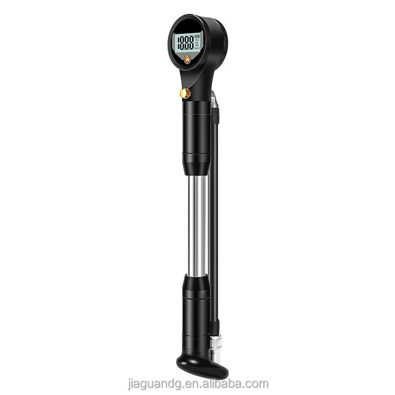 Convenient Digital Mini Inflator with Releasing Button Front Fork High Pressure Aluminum Alloy 22BAR Bicycle Pump Valve Adapter