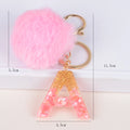 Alphabet Initial Letter Keychain Cute Plush Pom Pom Key Chain Ring Bag Backpack Charm Car Hanging Pendant Women Girls Gift