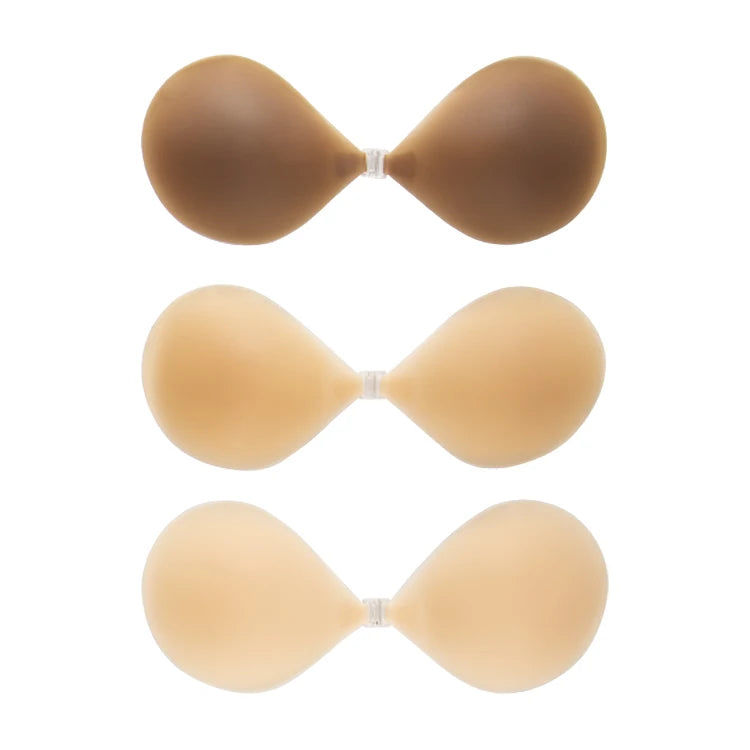 ultra Thin Solid Push up Bra Front Closure Self-adhesive Silicone Invisible Bra Seamless Strapless Backless Bra