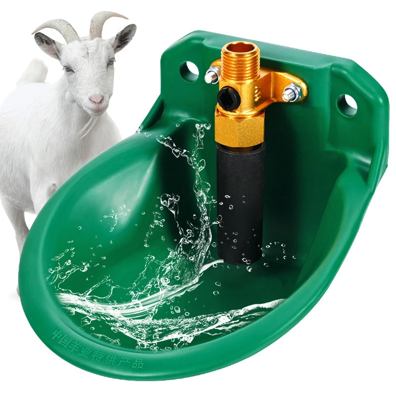 Copper Valve Sheep Goat Water Feeder Dispenser Bowl Green Plastic Durable Water Bowl for Sheep Goat Drinking Bowl