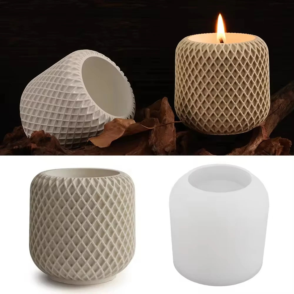 New DIY Concrete Storage Box Mesh Cup Vase Epoxy Resin Silicone Mold Soy Wax Candle Jar Gypsum Cement Decoration Food Storage