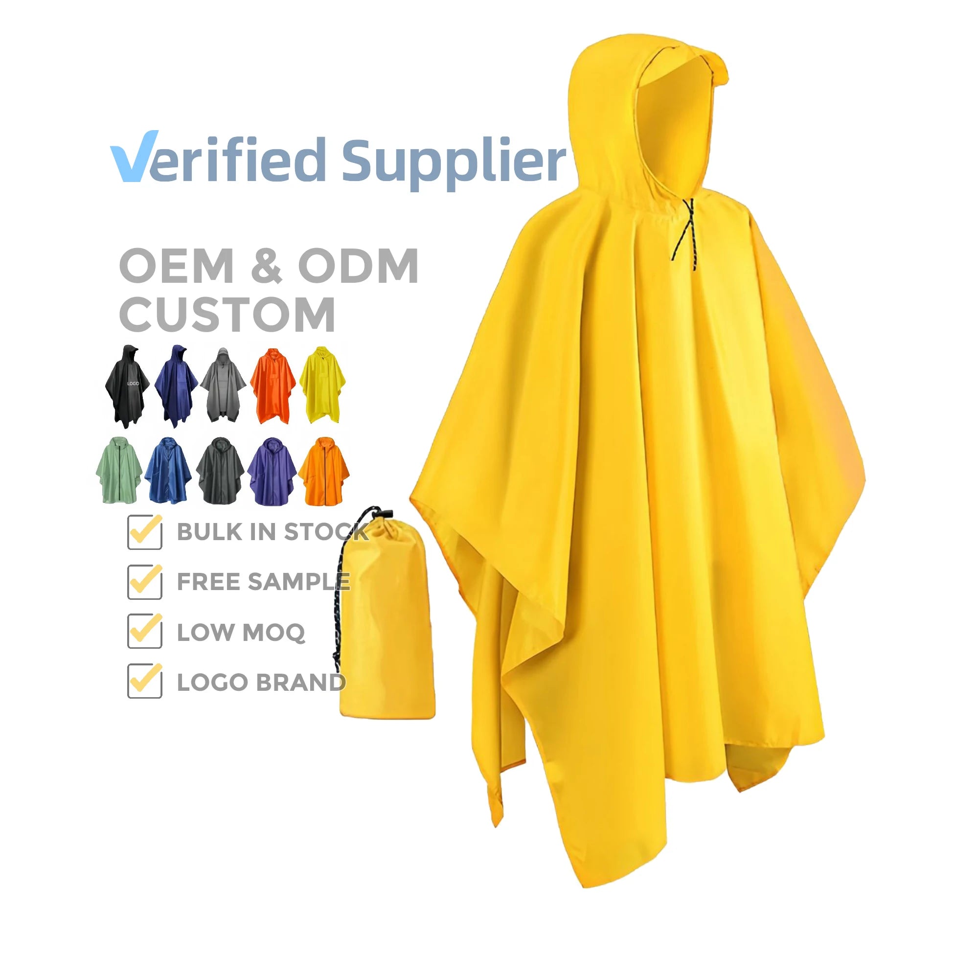 Adult 3-in-1 Waterproof Hooded Rain Poncho 2L Emergency Raincoat for Hiking Camping Moisture-Proof Outdoor Gear for Rainy Days