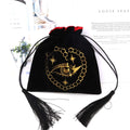 Custom Gold Logo Printed Velvet Drawstring Wedding Party Gift Packing Bag Black Luxury Velvet Jewelry Dust Bag Pouch