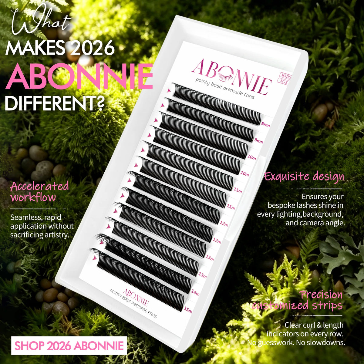 Abonnie 5D Flower Lashes Spikes Eyelash Extensions Fluffy Volume Fans Wispy Lash Premade