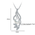Leaf Design Pendant Necklace Rose Gold Plated Real Freshwater Fresh Water Pearl Jewelry Sterling Silver for Ladies