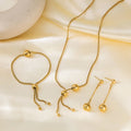Tarnish Free PVD 18k Gold Plated Chain Necklace Bracelet Stainless Steel Ball Bead Necklace Set with Earrings