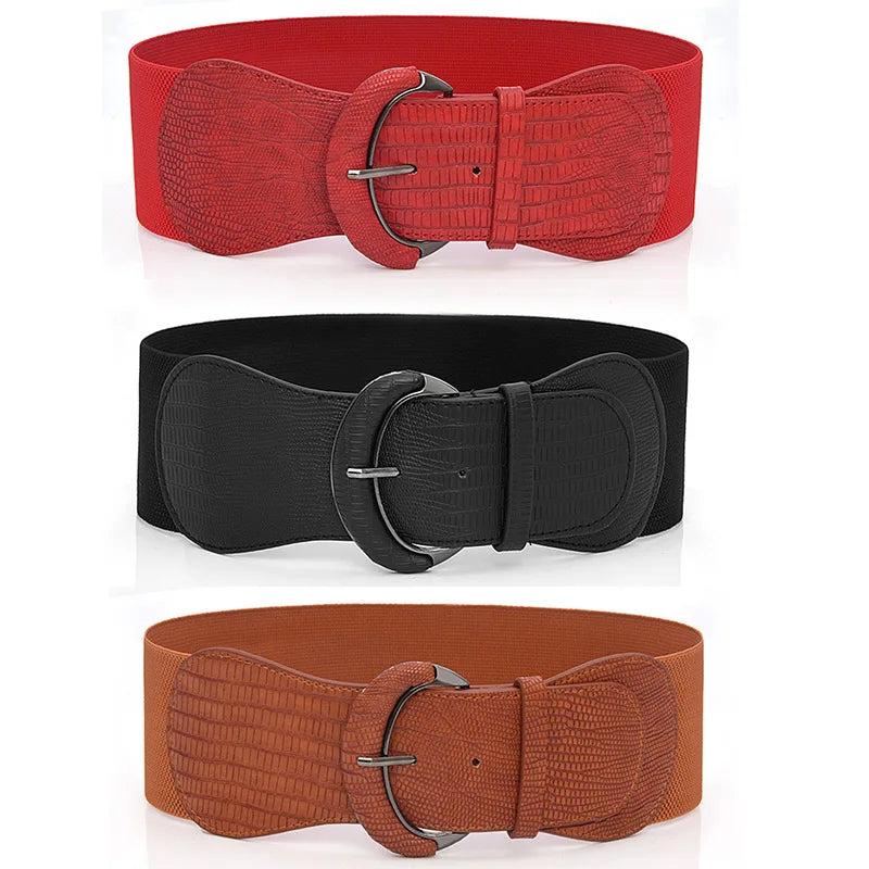 Women Corset Wide Pu Leather Belt Cummerbunds Strap Belts Tight High Waist Slimming Body Shaping Girdle Belt