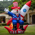 2024 New Designed Patriotic Independence Day Inflatables 4th of July Decorations Liberty Bear Model 1.8m 100% Polyester