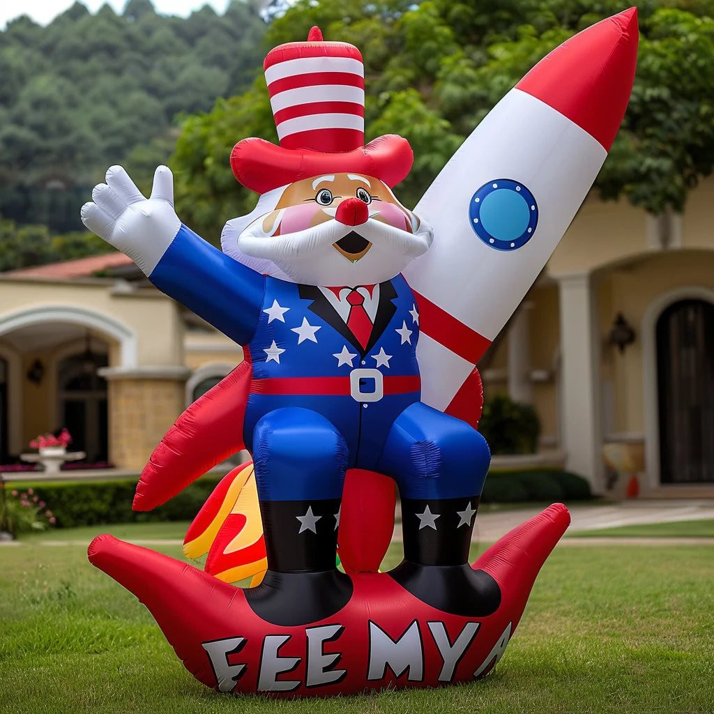 2024 New Designed Patriotic Independence Day Inflatables 4th of July Decorations Liberty Bear Model 1.8m 100% Polyester