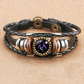 Handmade Woven Leather Braided Rope Bracelet Punk Chain Cuff Fashion Jewelry 12 Zodiac Bracelets for Women Men