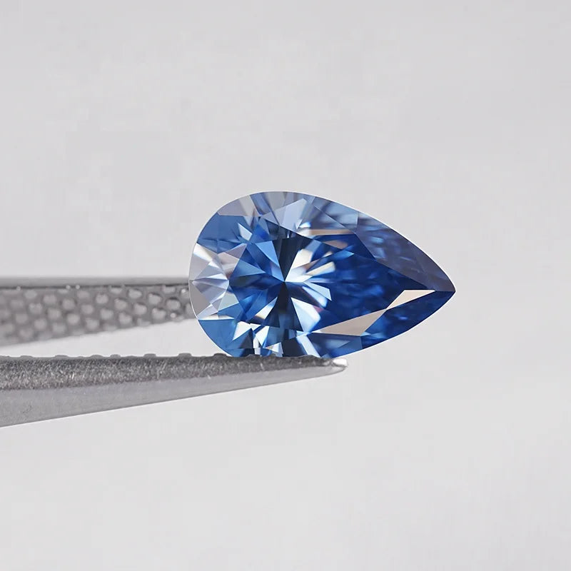 Sapphire Teardrop Moissanite Gemstone Loose Dark Blue Pear Cut with Fancy Teardrop Design