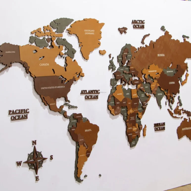 Modern Home Decor Luxury Large 3D World Map Wooden Puzzles for Home Wall Decoration