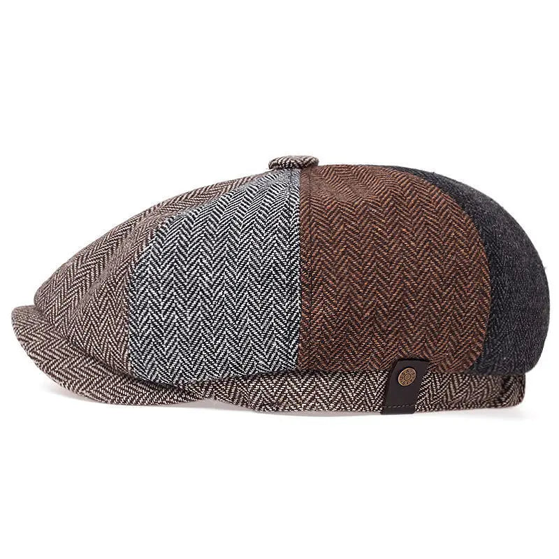 Custom Man Gatsby Cap Wool Tweed Cabbie Ivy Hats Wholesale Hat Baker Boy 8 Panels Mens Newsboy Caps