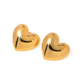 N&S Romantic 18K Gold Stainless Steel Heart Hoop Stud Earrings for Women Trendy Vintage Religious Jewelry for Gifts