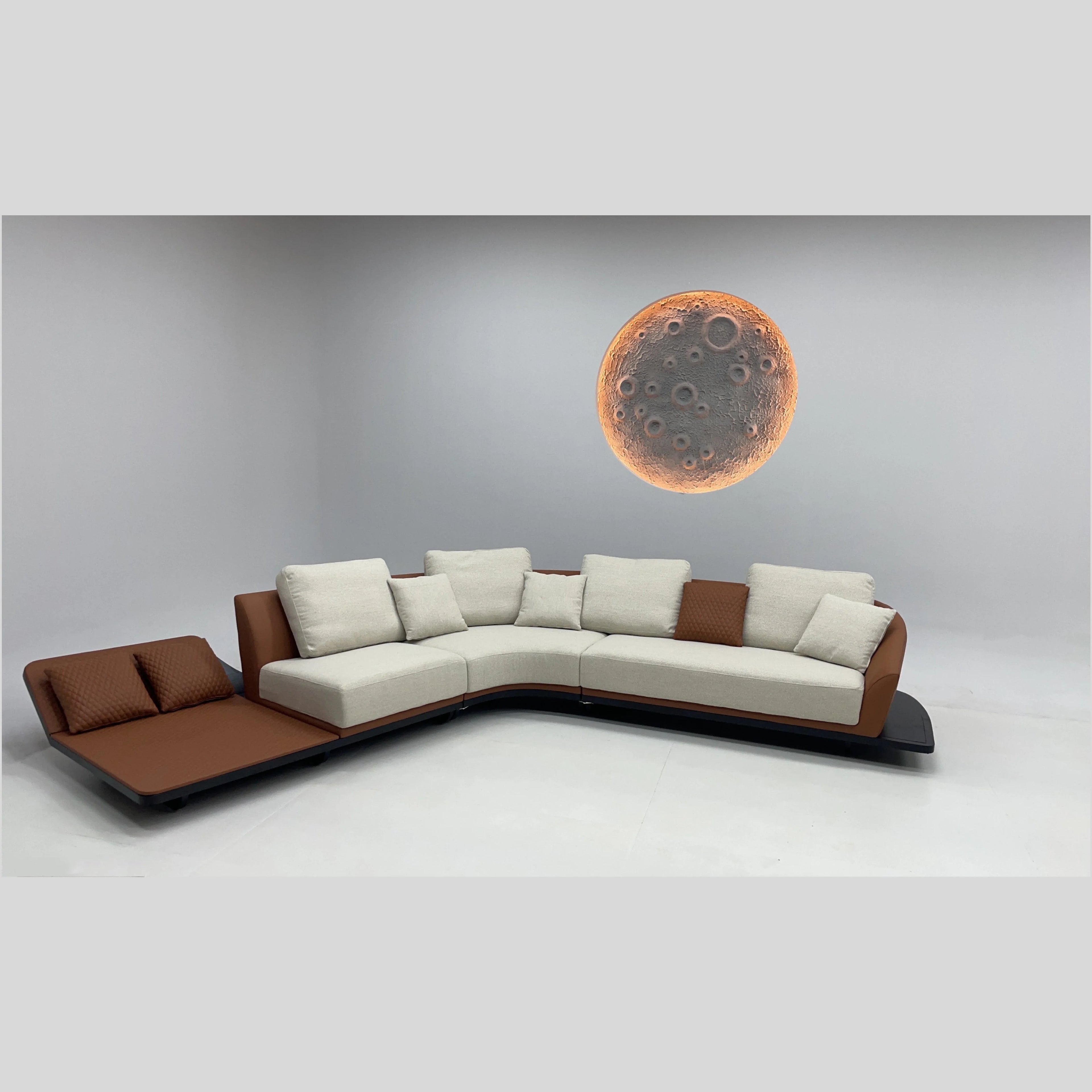 Yishangsen Italian Luxury Living Room Furniture Synthetic Leather Fabric L-Shape Corner Sofa Set for Hotel Home Villa Apartment