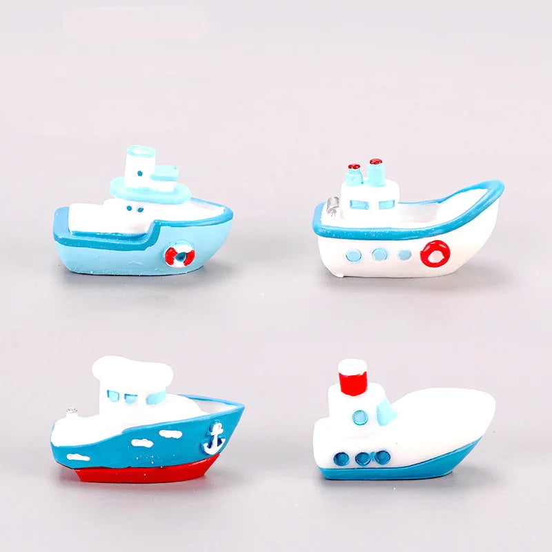 New Style Mediterranean Boat Model Miniature Figurine Home Table Cake Decoration Resin Yacht