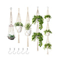 Dropshiping 5 Packs Macrame Plant Hangers With 5 Hooks Handmade Cotton Rope Hanging Planter Basket for Indoor Outdoor