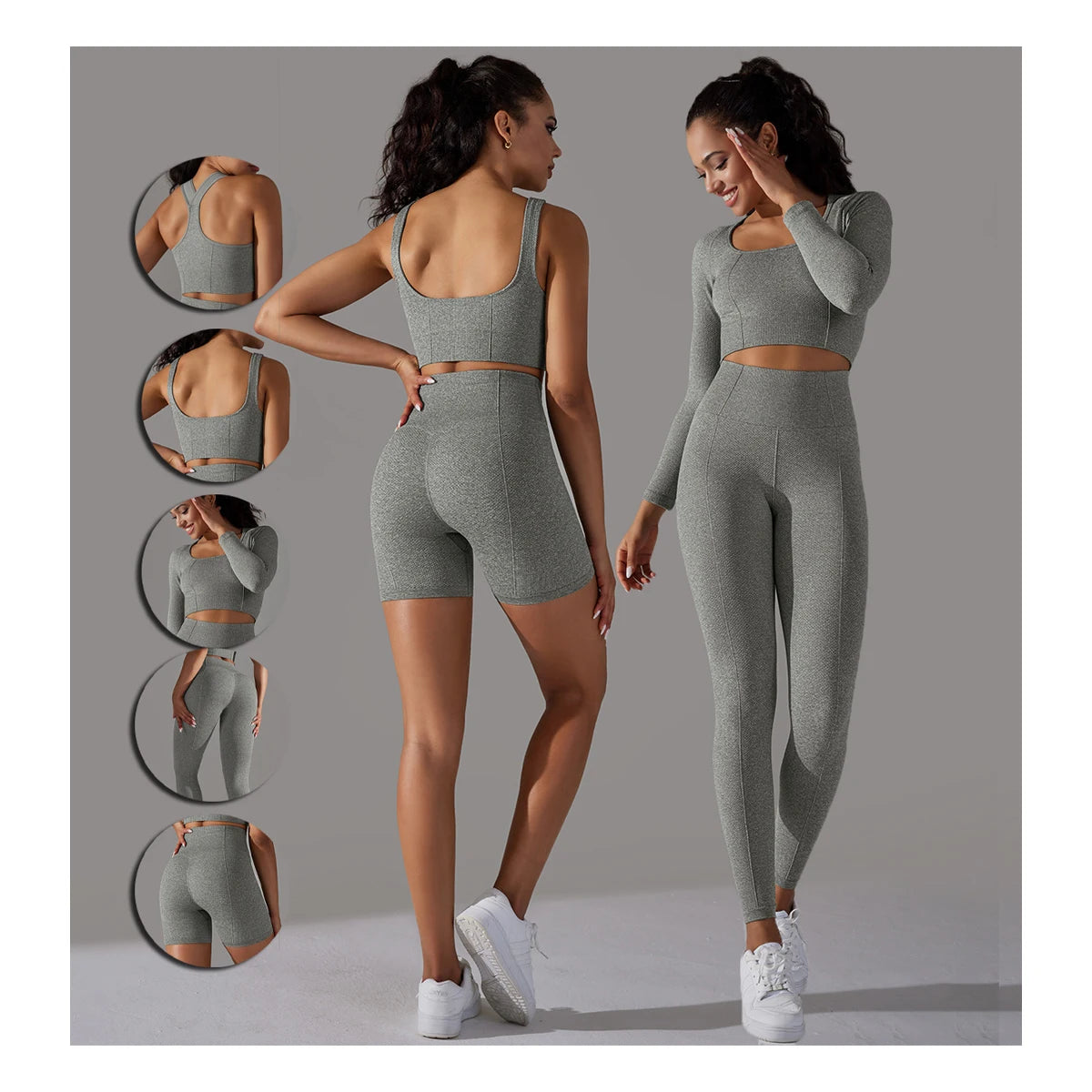 Custom Active Wear Set Women Gym Workout Long Sleeves Yoga Workout Sets Women