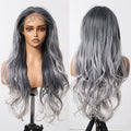 Fast Shipping Heat Resistant High Temperature Fiber Wig Natural Matte Soft Handmade Lace Real Photo Gray White 13*6 Lace Wig