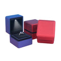 Creative Luxury Handmade LED Light Ring Box Premium Leather Jewelry Packaging with Custom Logo for Unique and Stylish Display