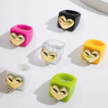 CCB love Resin Ring Multi - Color Candy Color Combination Ring Metal Style Girls Fashion Wholesale