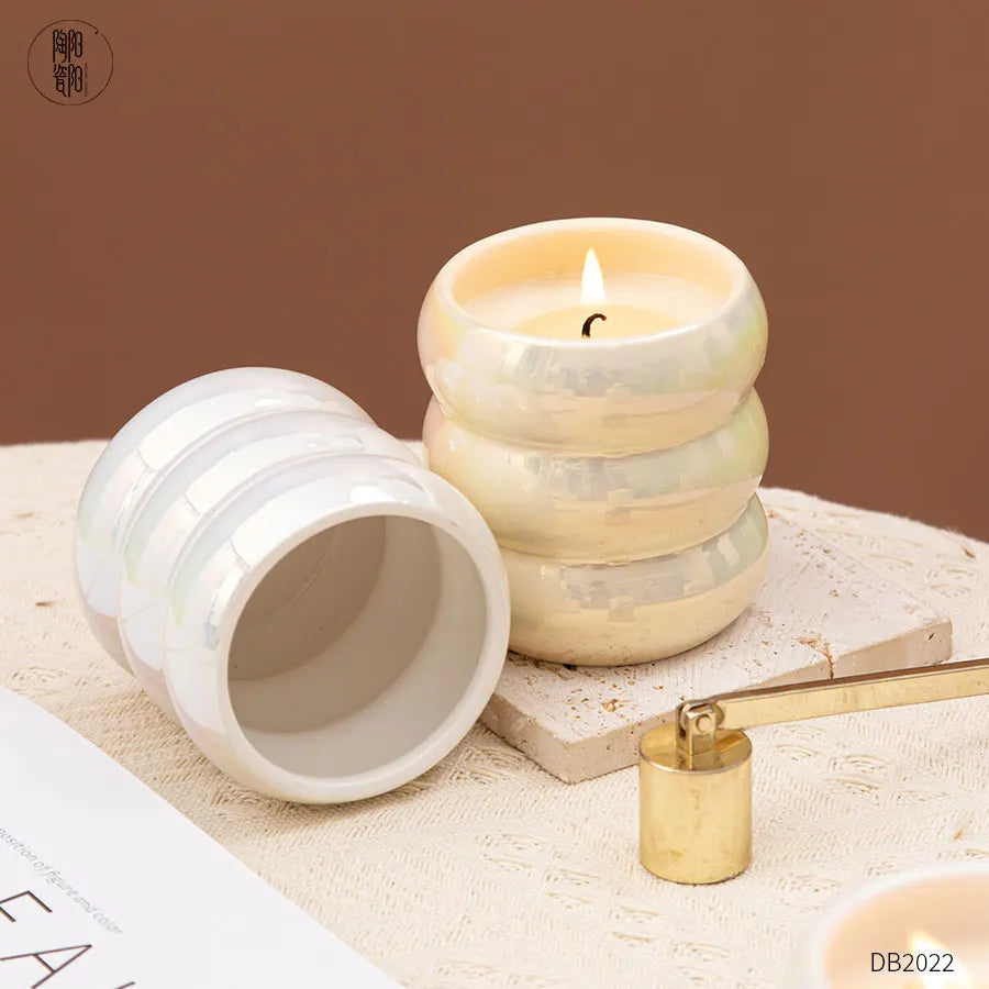 Nordic Novelty Electroplated Elegant Cylinder Ceramic Luxury Candle Jars Custom Easter Unique Wholesale
