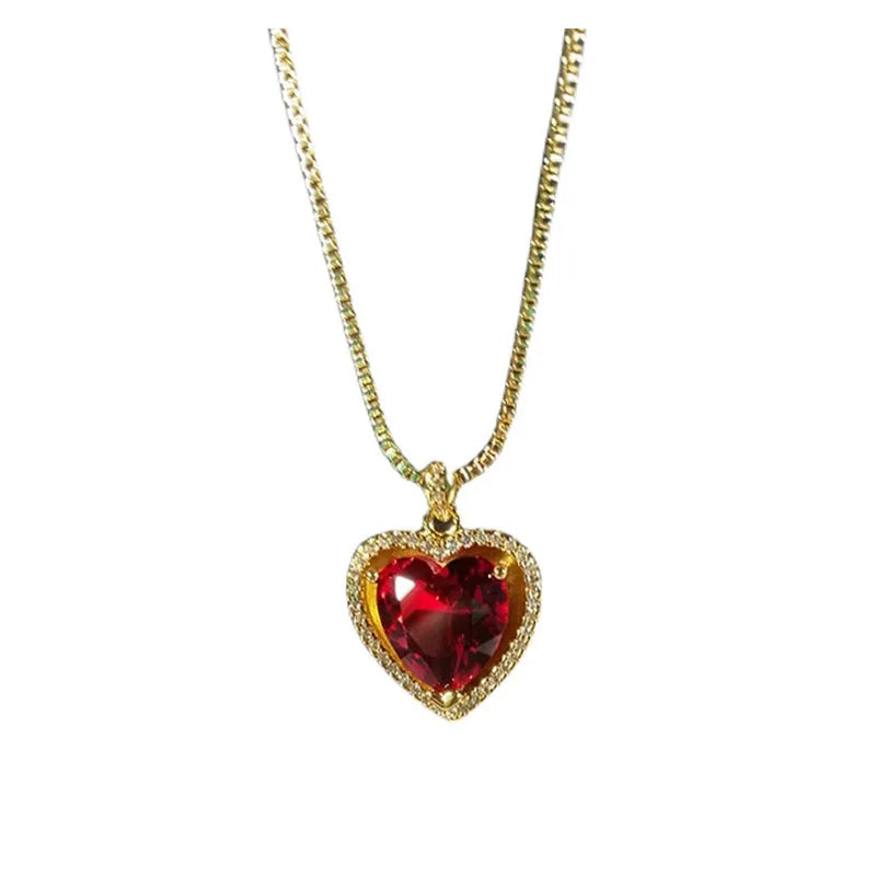 Tongxin Jennie Same Necklace Purple love Diamond Collarbone Chain Necklace Retro Fashion Sweet Chain Necklace