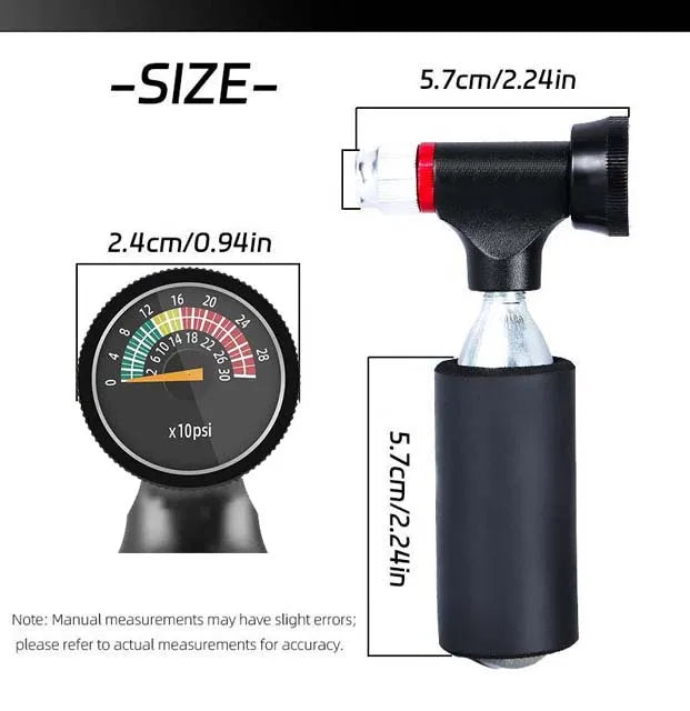 PRO-STAR 16 G CO2 Mini Emergency Bicycle Pump with Schrader/Presta Valves >160PSI High Pressure for Bike Tires
