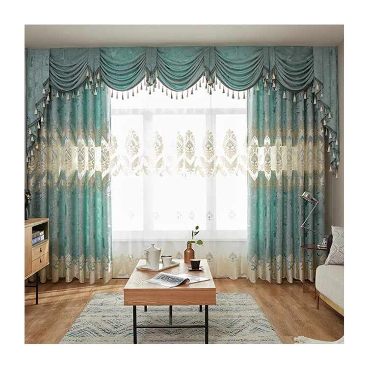 Innermor Wholesale Custom Embroidered European Style Luxury Sheer Curtains and Blackout Curtain for the Living Room