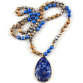 New Women Boho Gemstone Necklace Natural Stone Picture jasper Imperial Pendant Necklace