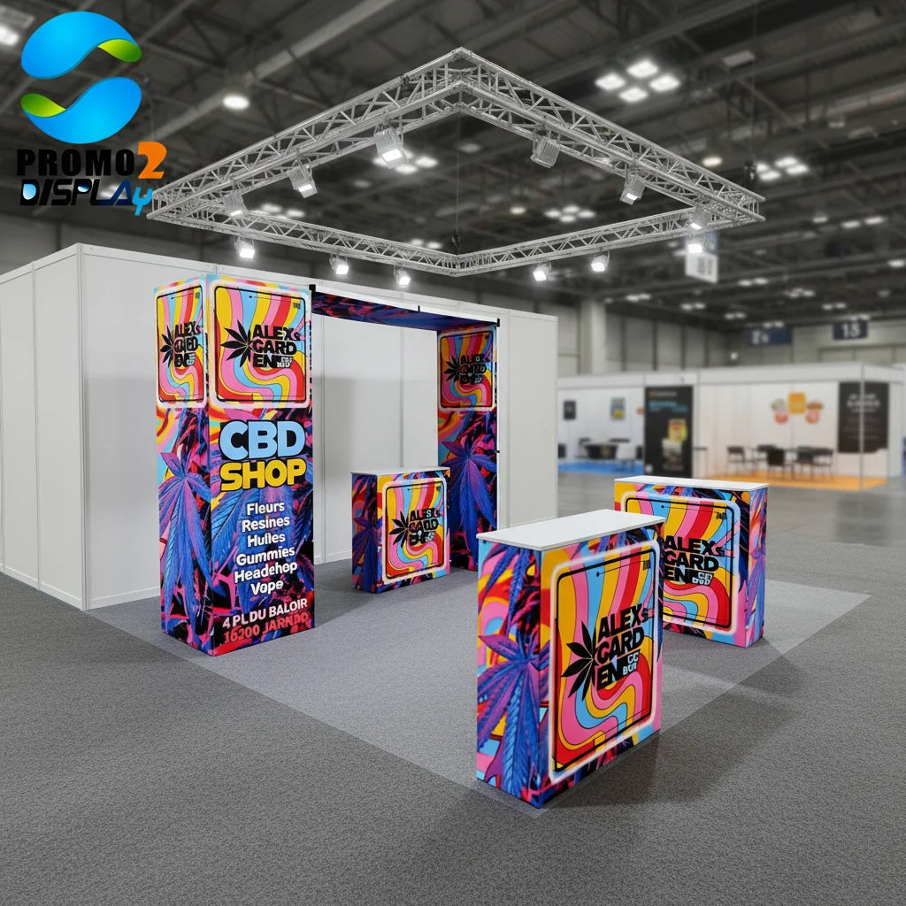 10*10ft Fast Setup Aluminum Frame Printed Fabric Cover Expo Display Exhibition Booth Stand OEM Brand Model CS-Booth-108