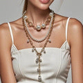 New Baroque Shaped Stainless Steel Pearl Multi-Layer Necklace Personalized Special-Designed Clavicle Chain Necklace Accessory