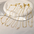 DAIHE Wholesale 18K Gold Plated Real Natural Pearl Necklace Stainless Steel Freshwater Pearl Necklaces for Women