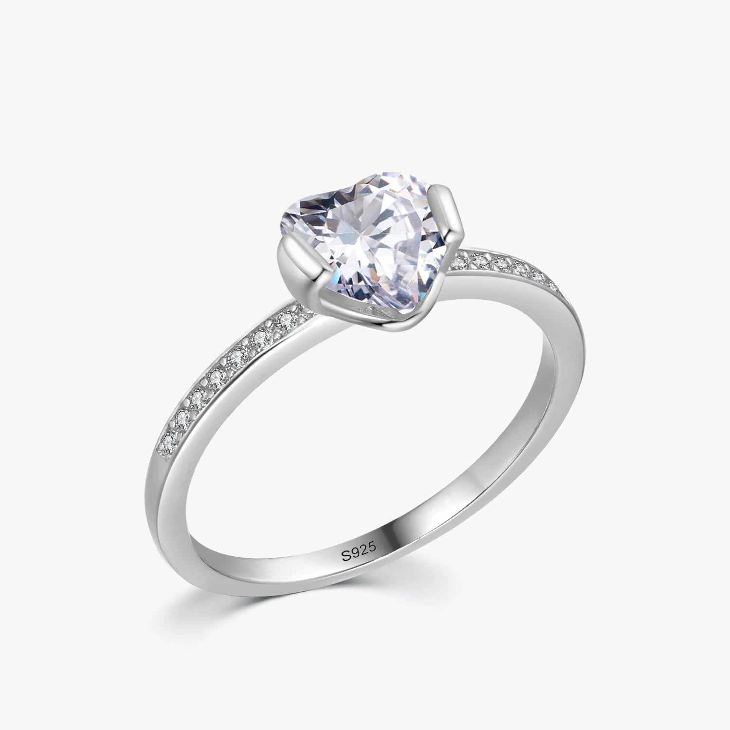 Ailmay 925 Sterling Silver Forever Love Dazzling Shiny Heart CZ Finger Ring for Women Wedding Engagement Fine Female Jewelry