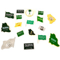 Ready Stock Saudi National Flag Day Pin Badges Saudi Arabia Flag Shaped KSA Metal Brooches Phone Stickers for Gifts