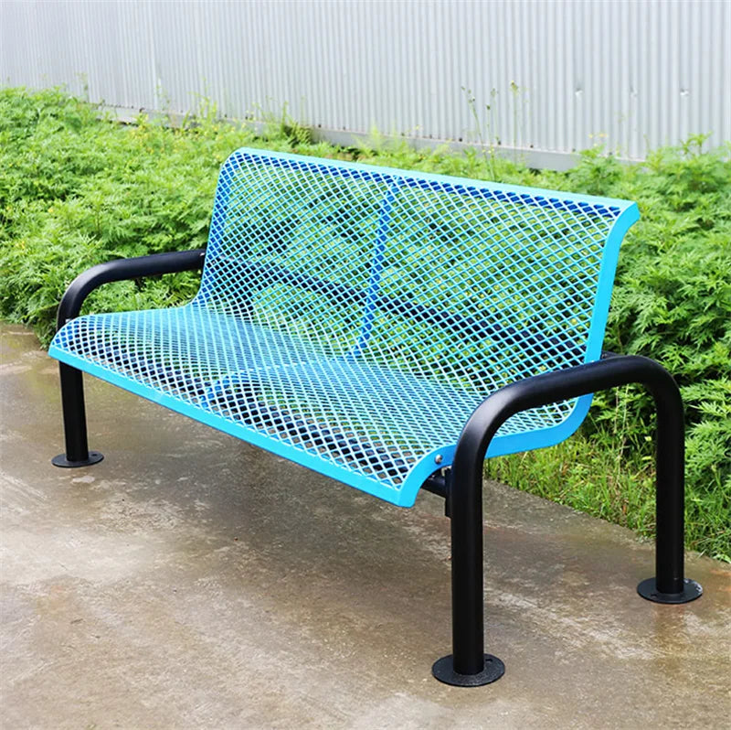 Outdoor Furniture Public Park Farmhouse Steel Mesh Bench Seating Children Garden Patio Vintage Metal Seat Benches for Outside