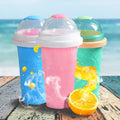Eco-Friendly Custom Logo DIY Slushy Maker Cup Double Layer Silicone Smoothie Portable Squeeze Ice Cream Maker