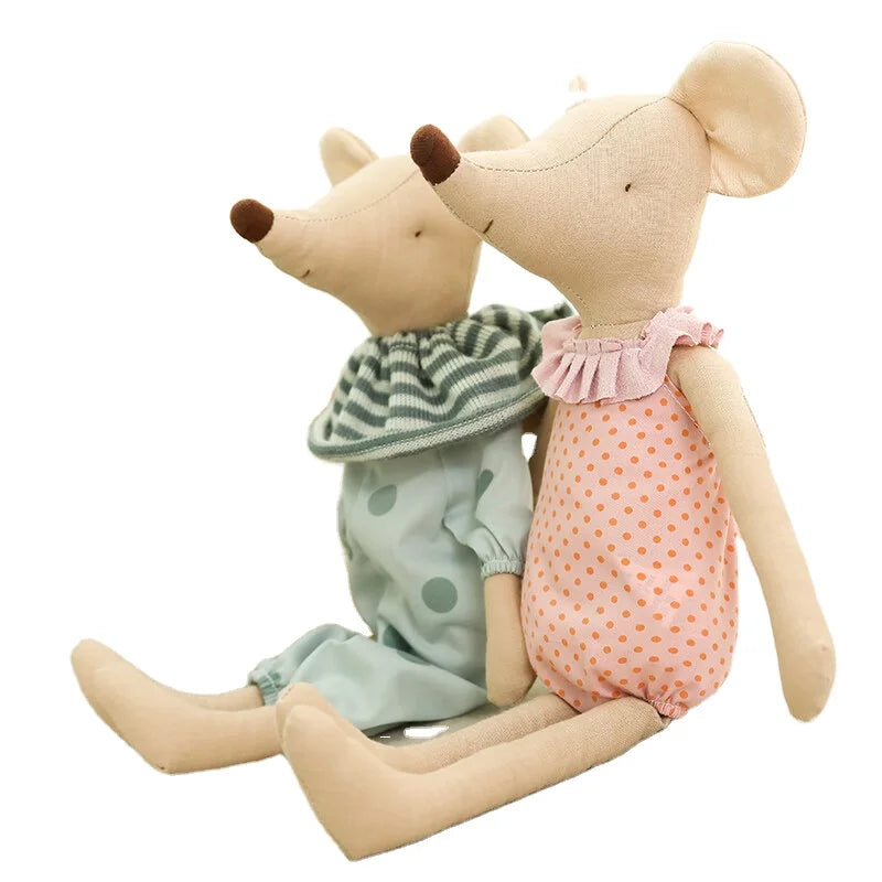 Dressed Couple Mouse Plush Toy Cute Belly Pocket Mini Mouse Plush Heart Plush Mouse Toy