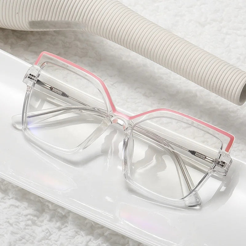 Jiuling Eyewear Anti Blue Ray Uv400 Lens Glasses Insert Cp Core Legs High End Tr90 Frame Large square Eyeglasses Frames 2022