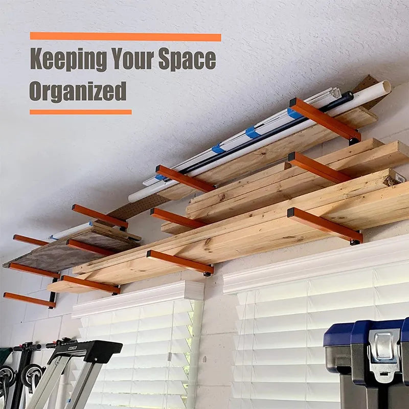 3-Level Iron Metal Powder Coated Heavy Duty Wall Mount Garage Lumber Storage Rack